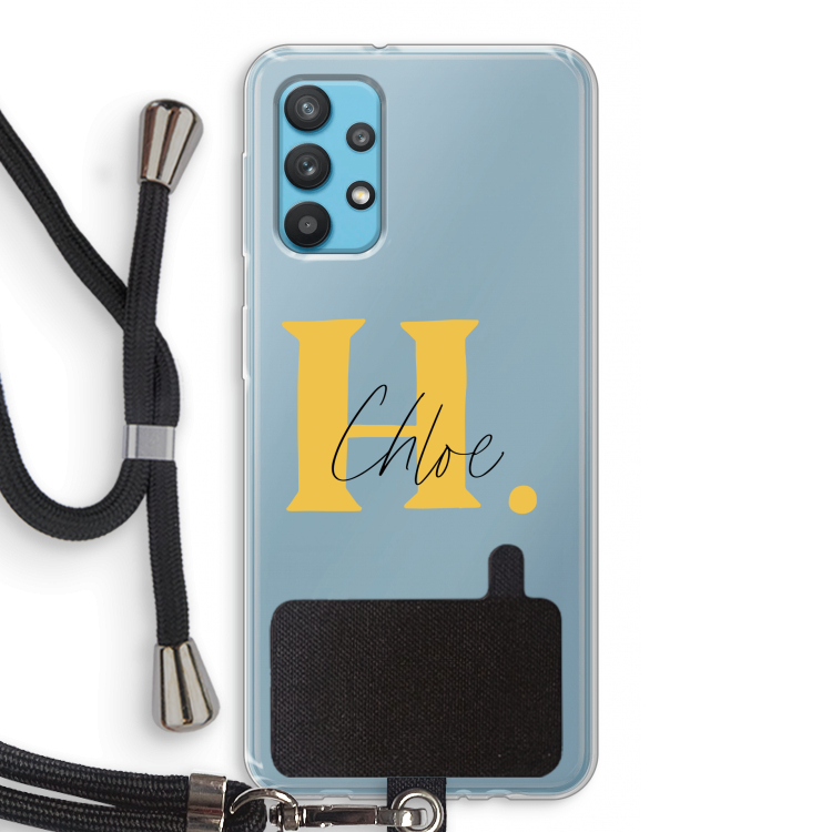 Amber Script: Samsung Galaxy A32 4G Transparant Hoesje met koord