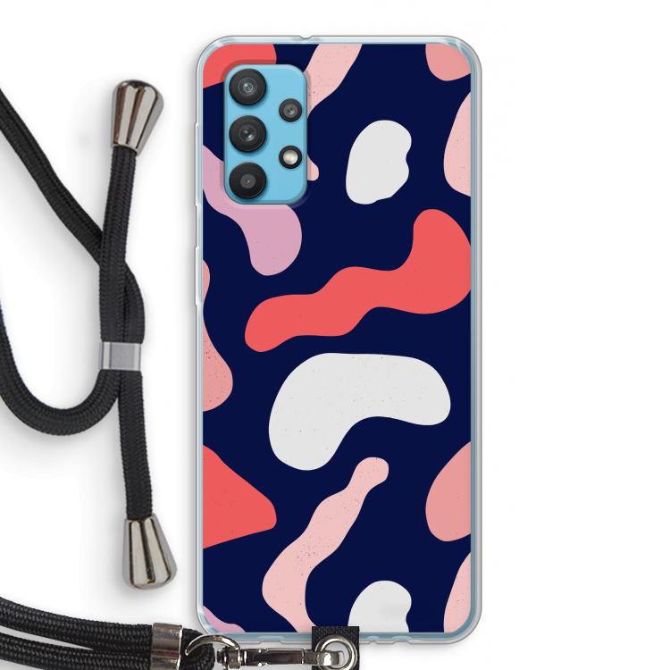 Memphis Shapes Pink: Samsung Galaxy A32 4G Transparant Hoesje met koord