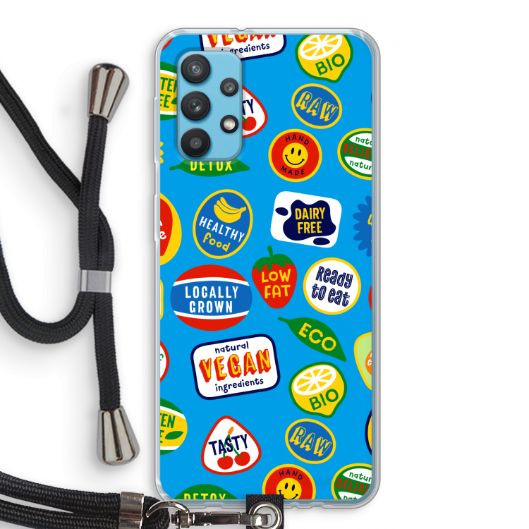 Fruitsticker: Samsung Galaxy A32 4G Transparant Hoesje met koord
