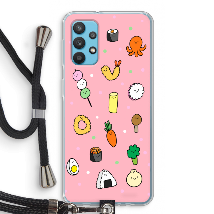 Happy bento friends: Samsung Galaxy A32 4G Transparant Hoesje met koord
