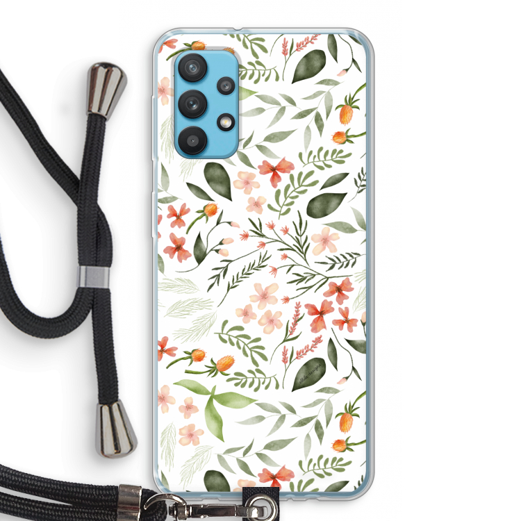 Sweet little flowers: Samsung Galaxy A32 4G Transparant Hoesje met koord