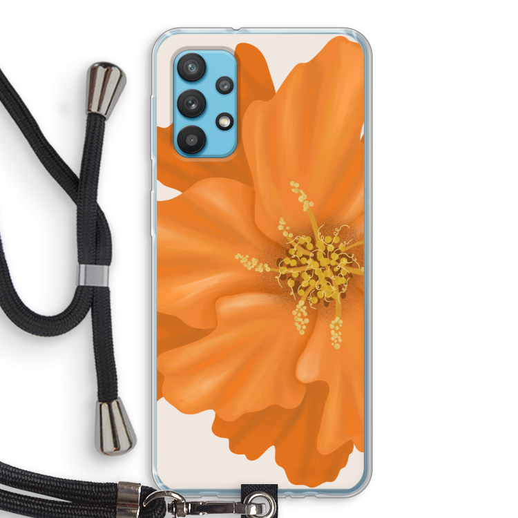 Orange Ellila flower: Samsung Galaxy A32 4G Transparant Hoesje met koord
