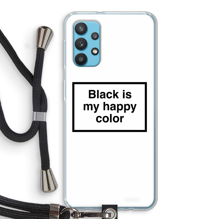 Black is my happy color: Samsung Galaxy A32 4G Transparant Hoesje met koord