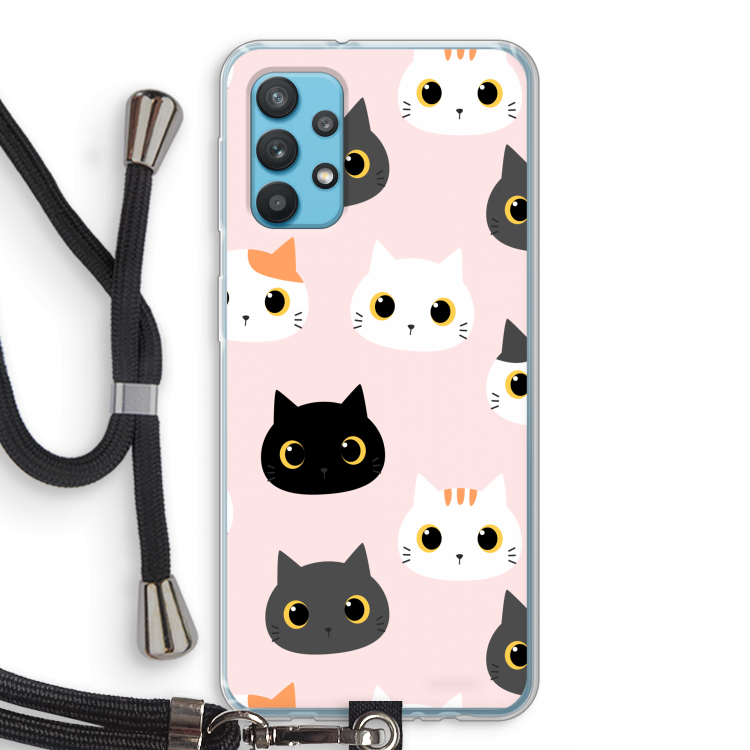 Katten: Samsung Galaxy A32 4G Transparant Hoesje met koord
