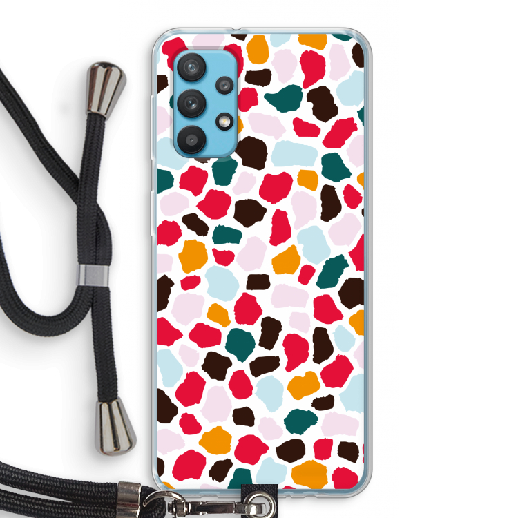 Colored Giraffe: Samsung Galaxy A32 4G Transparant Hoesje met koord