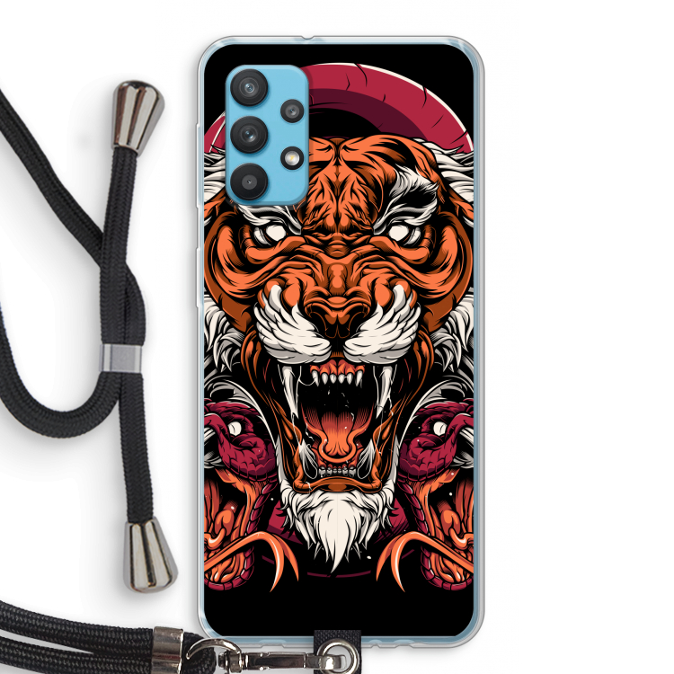 Tiger and Rattlesnakes: Samsung Galaxy A32 4G Transparant Hoesje met koord