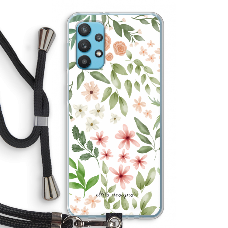 Botanical sweet flower heaven: Samsung Galaxy A32 4G Transparant Hoesje met koord