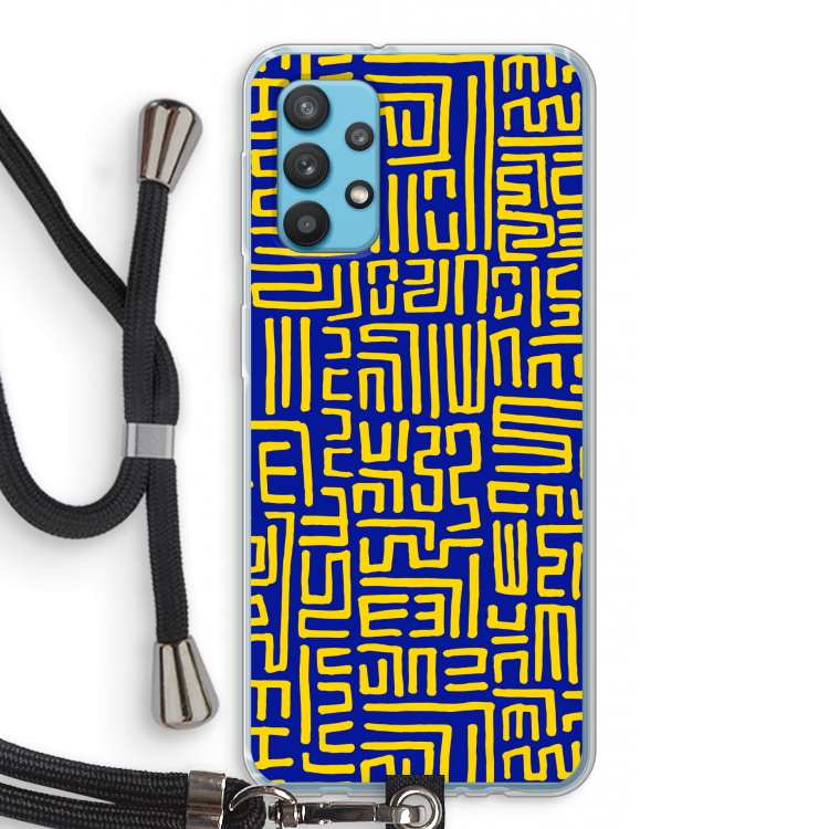 Majorelle Blue Print: Samsung Galaxy A32 4G Transparant Hoesje met koord