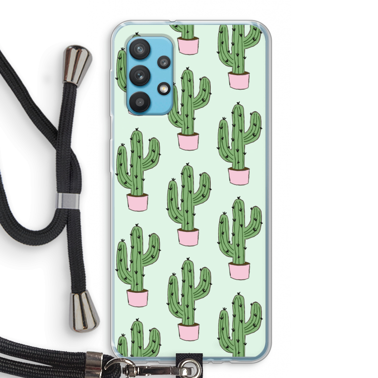Cactus Lover: Samsung Galaxy A32 4G Transparant Hoesje met koord