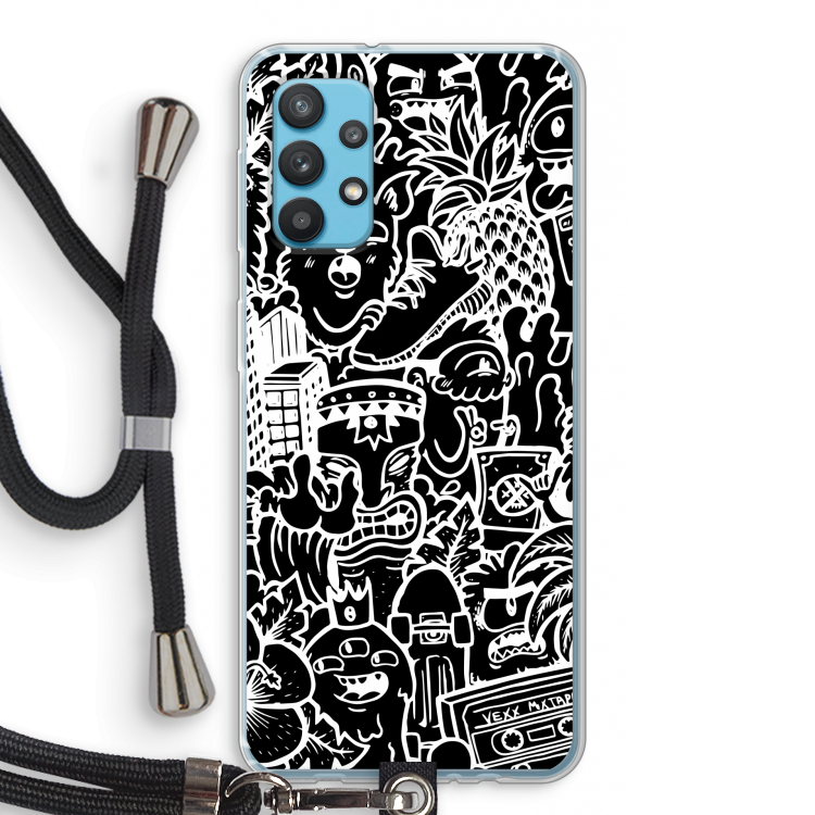Vexx Black Mixtape: Samsung Galaxy A32 4G Transparant Hoesje met koord