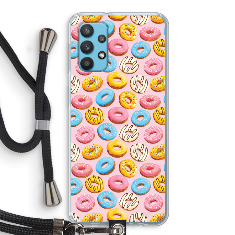 Pink donuts: Samsung Galaxy A32 4G Transparant Hoesje met koord