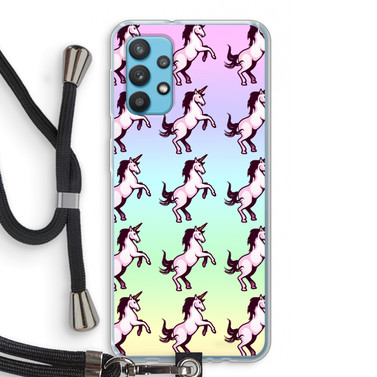 Musketon Unicorn: Samsung Galaxy A32 4G Transparant Hoesje met koord