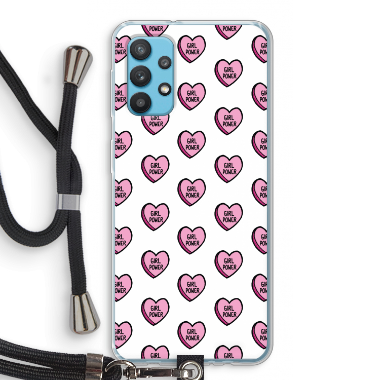 GIRL POWER: Samsung Galaxy A32 4G Transparant Hoesje met koord