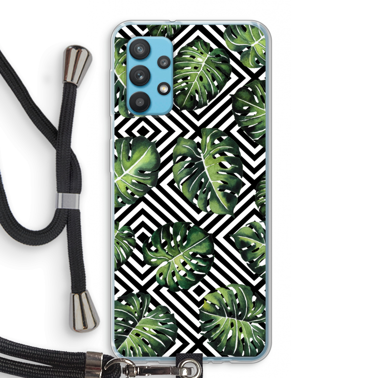 Geometrische jungle: Samsung Galaxy A32 4G Transparant Hoesje met koord
