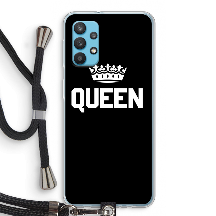 Queen zwart: Samsung Galaxy A32 4G Transparant Hoesje met koord