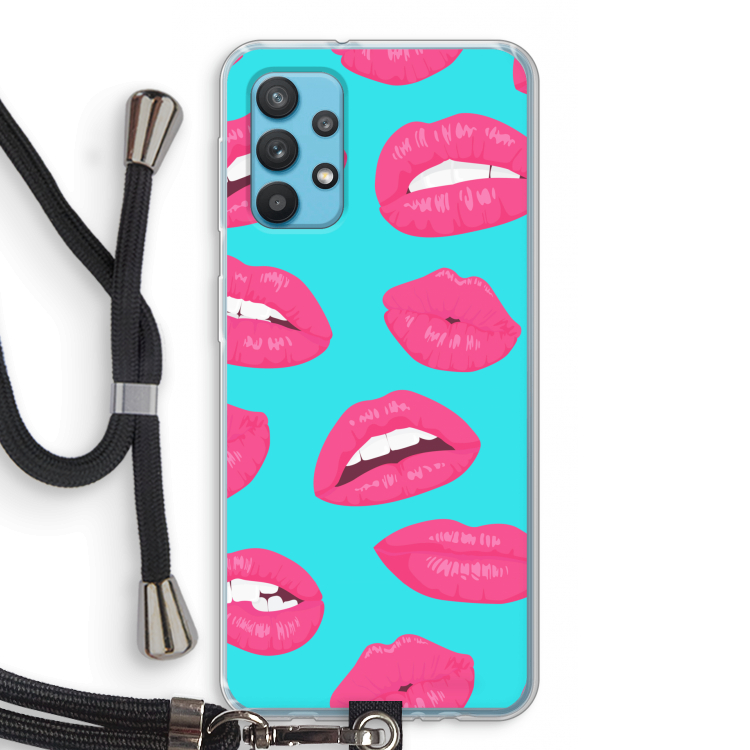 Bite my lip: Samsung Galaxy A32 4G Transparant Hoesje met koord