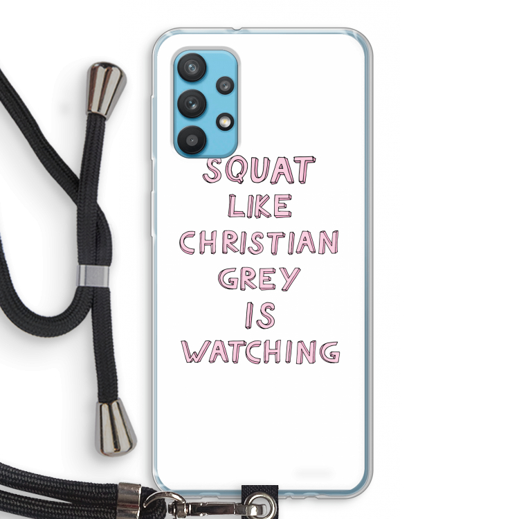 Christian Grey: Samsung Galaxy A32 4G Transparant Hoesje met koord