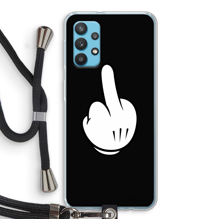Middle finger black: Samsung Galaxy A32 4G Transparant Hoesje met koord