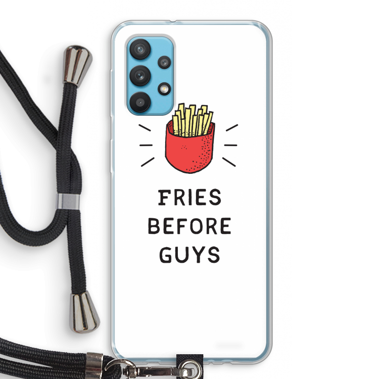 Fries before guys: Samsung Galaxy A32 4G Transparant Hoesje met koord
