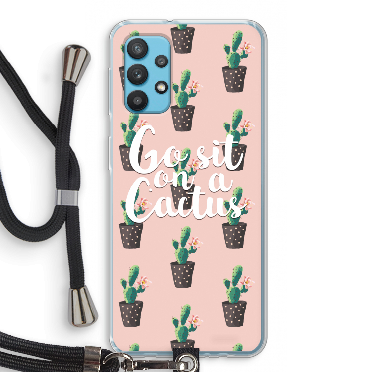 Cactus quote: Samsung Galaxy A32 4G Transparant Hoesje met koord