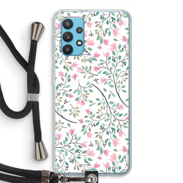 Sierlijke bloemen: Samsung Galaxy A32 4G Transparant Hoesje met koord