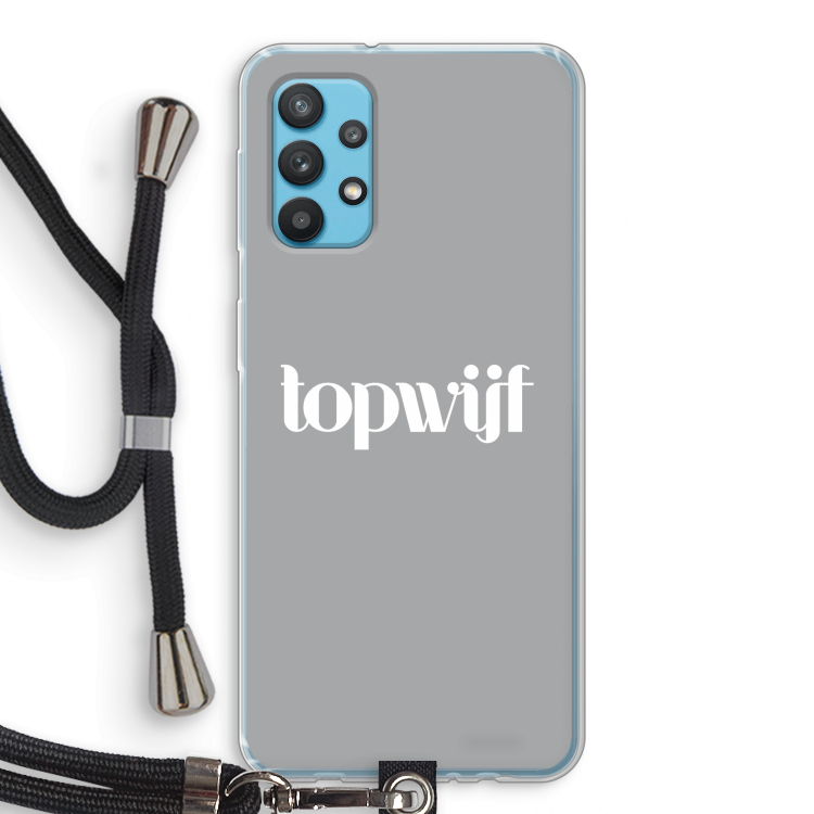 Topwijf Grijs Wit: Samsung Galaxy A32 4G Transparant Hoesje met koord