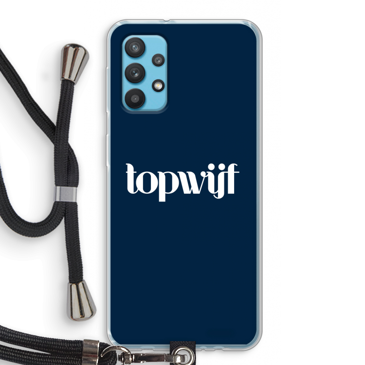 Topwijf Navy: Samsung Galaxy A32 4G Transparant Hoesje met koord