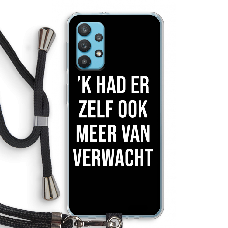 Meer verwacht - Zwart: Samsung Galaxy A32 4G Transparant Hoesje met koord