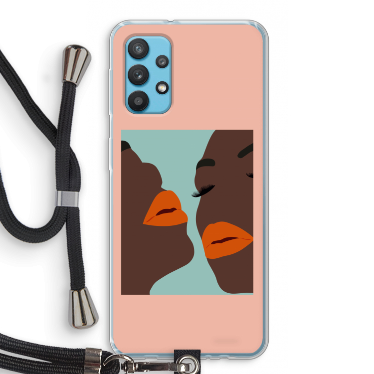 Orange lips: Samsung Galaxy A32 4G Transparant Hoesje met koord
