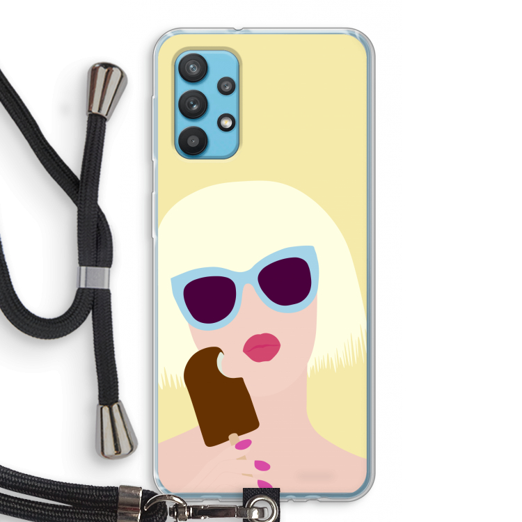 Ice cream: Samsung Galaxy A32 4G Transparant Hoesje met koord