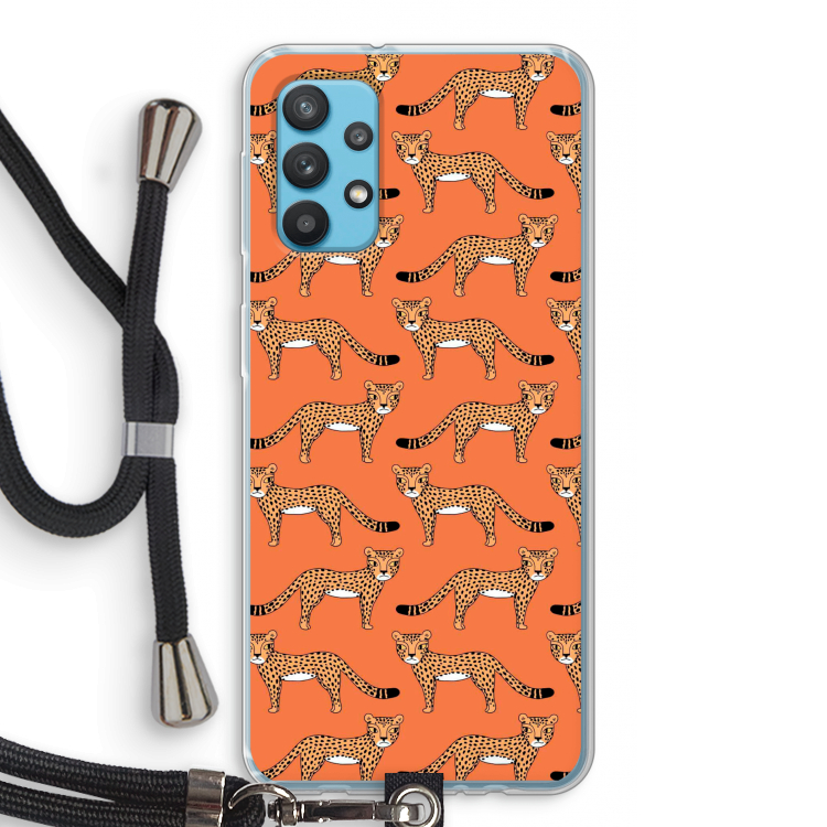 Cheetah: Samsung Galaxy A32 4G Transparant Hoesje met koord