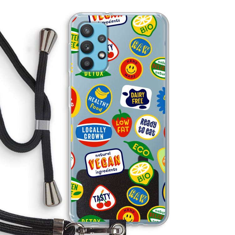 Fruitsticker: Samsung Galaxy A32 4G Transparant Hoesje met koord
