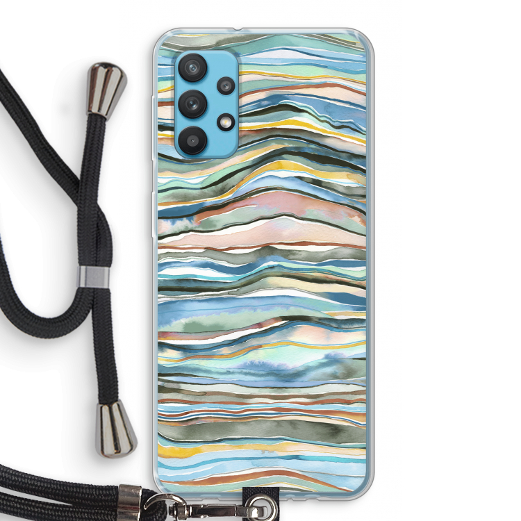 Watercolor Agate: Samsung Galaxy A32 4G Transparant Hoesje met koord