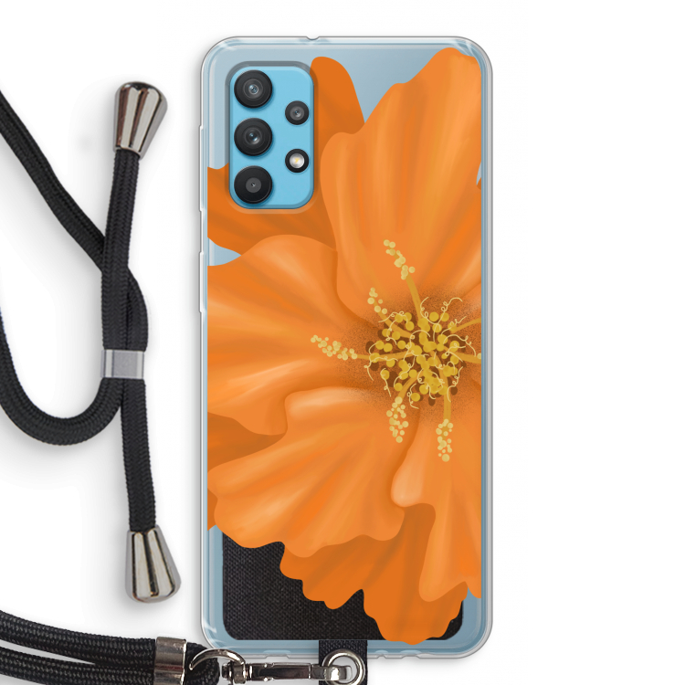 Orange Ellila flower: Samsung Galaxy A32 4G Transparant Hoesje met koord