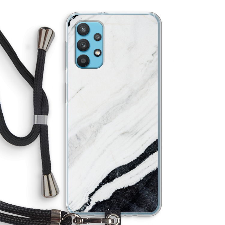 Elegante marmer: Samsung Galaxy A32 4G Transparant Hoesje met koord