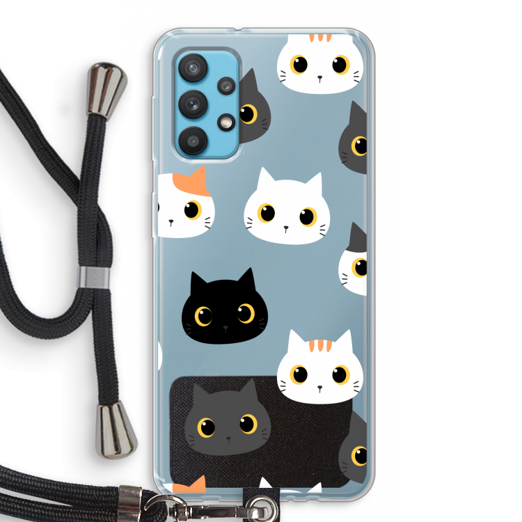 Katten: Samsung Galaxy A32 4G Transparant Hoesje met koord