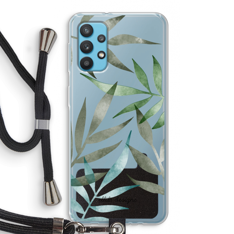 Tropical watercolor leaves: Samsung Galaxy A32 4G Transparant Hoesje met koord