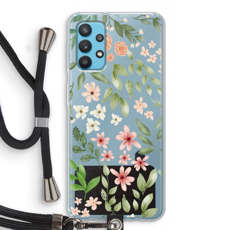 Botanical sweet flower heaven: Samsung Galaxy A32 4G Transparant Hoesje met koord