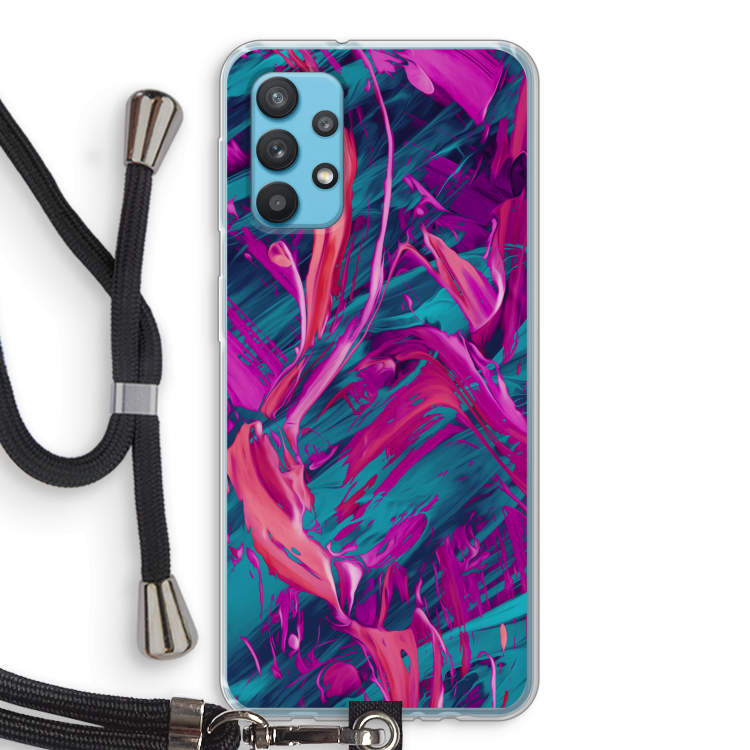 Pink Clouds: Samsung Galaxy A32 4G Transparant Hoesje met koord