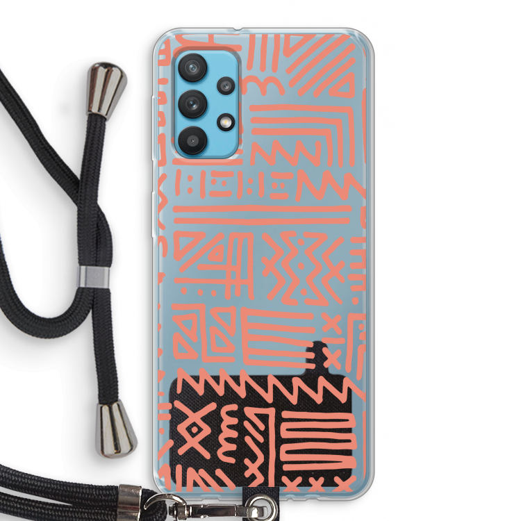 Marrakech Pink: Samsung Galaxy A32 4G Transparant Hoesje met koord