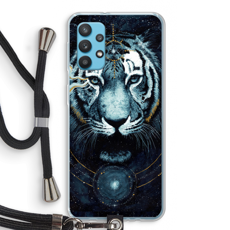 Darkness Tiger: Samsung Galaxy A32 4G Transparant Hoesje met koord