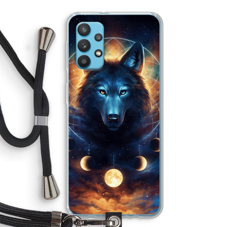 Wolf Dreamcatcher: Samsung Galaxy A32 4G Transparant Hoesje met koord