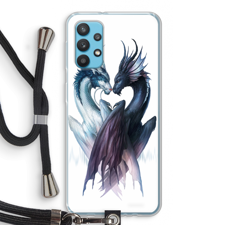 Yin Yang Dragons: Samsung Galaxy A32 4G Transparant Hoesje met koord