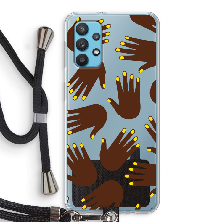 Hands dark: Samsung Galaxy A32 4G Transparant Hoesje met koord