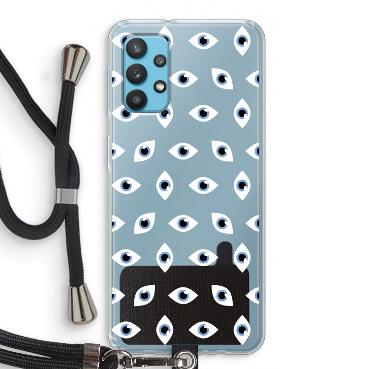 Eyes pattern: Samsung Galaxy A32 4G Transparant Hoesje met koord