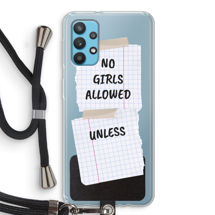 No Girls Allowed Unless: Samsung Galaxy A32 4G Transparant Hoesje met koord