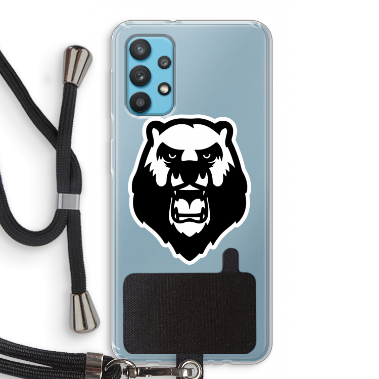Angry Bear (white): Samsung Galaxy A32 4G Transparant Hoesje met koord