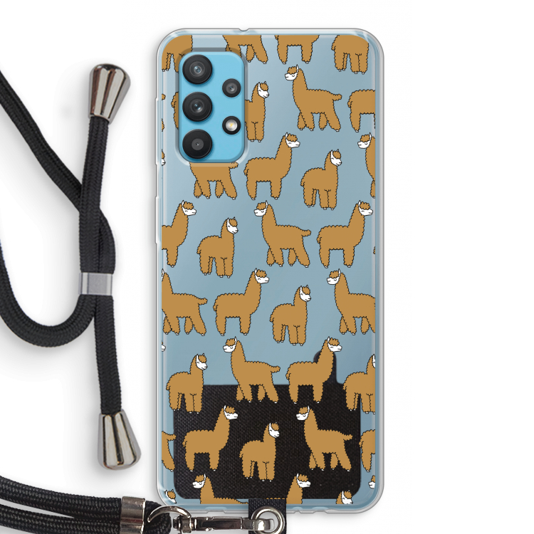 Alpacas: Samsung Galaxy A32 4G Transparant Hoesje met koord