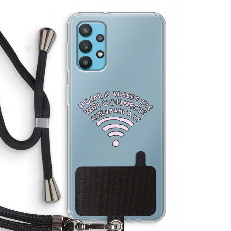 Home Is Where The Wifi Is: Samsung Galaxy A32 4G Transparant Hoesje met koord