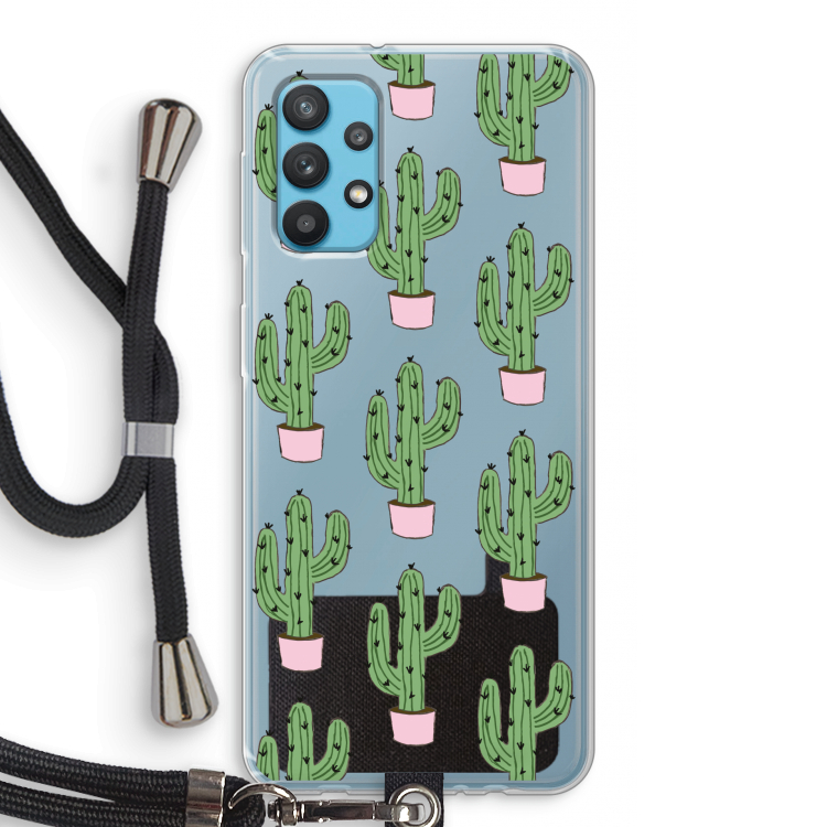 Cactus Lover: Samsung Galaxy A32 4G Transparant Hoesje met koord